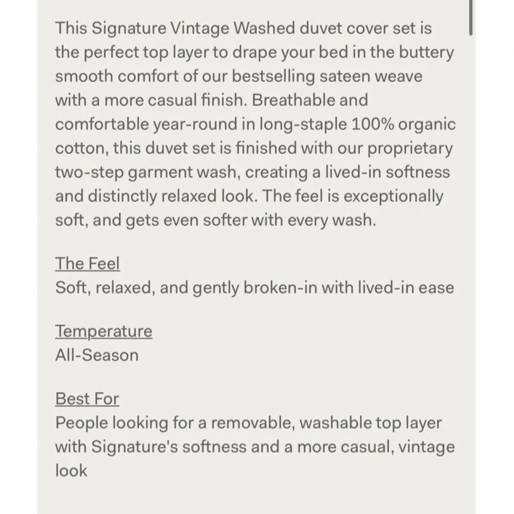 Boll & Branch Signature Vintage Washed Duvet Set F/Q Vintage Mist Blue Gray $379